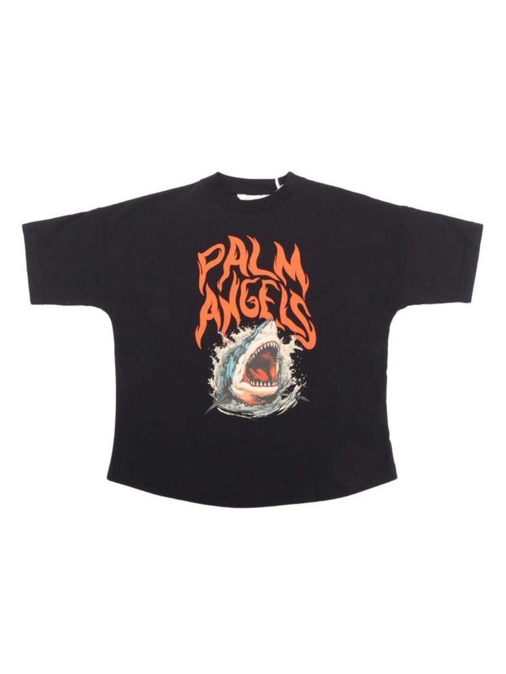 NWT Palm Angels Black Tee with Orange Logo and Shark Graphic KIDS 10Y